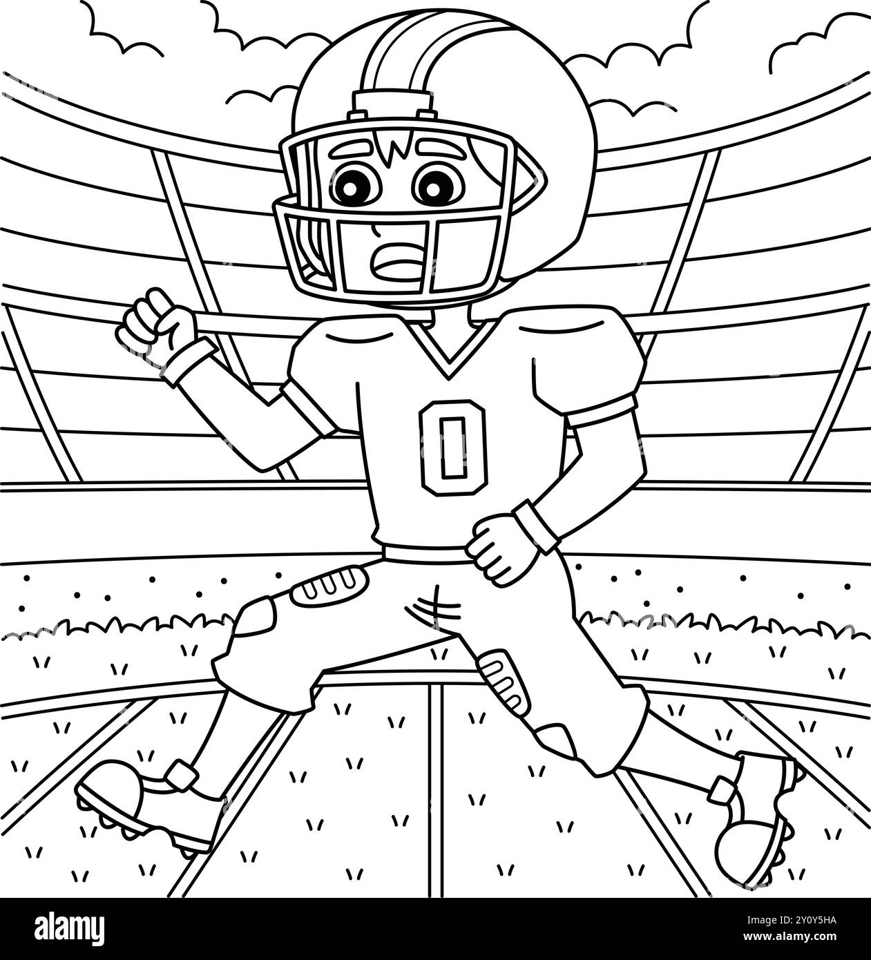 American Football Player Running Coloring Page Stock Vector Image Art Alamy