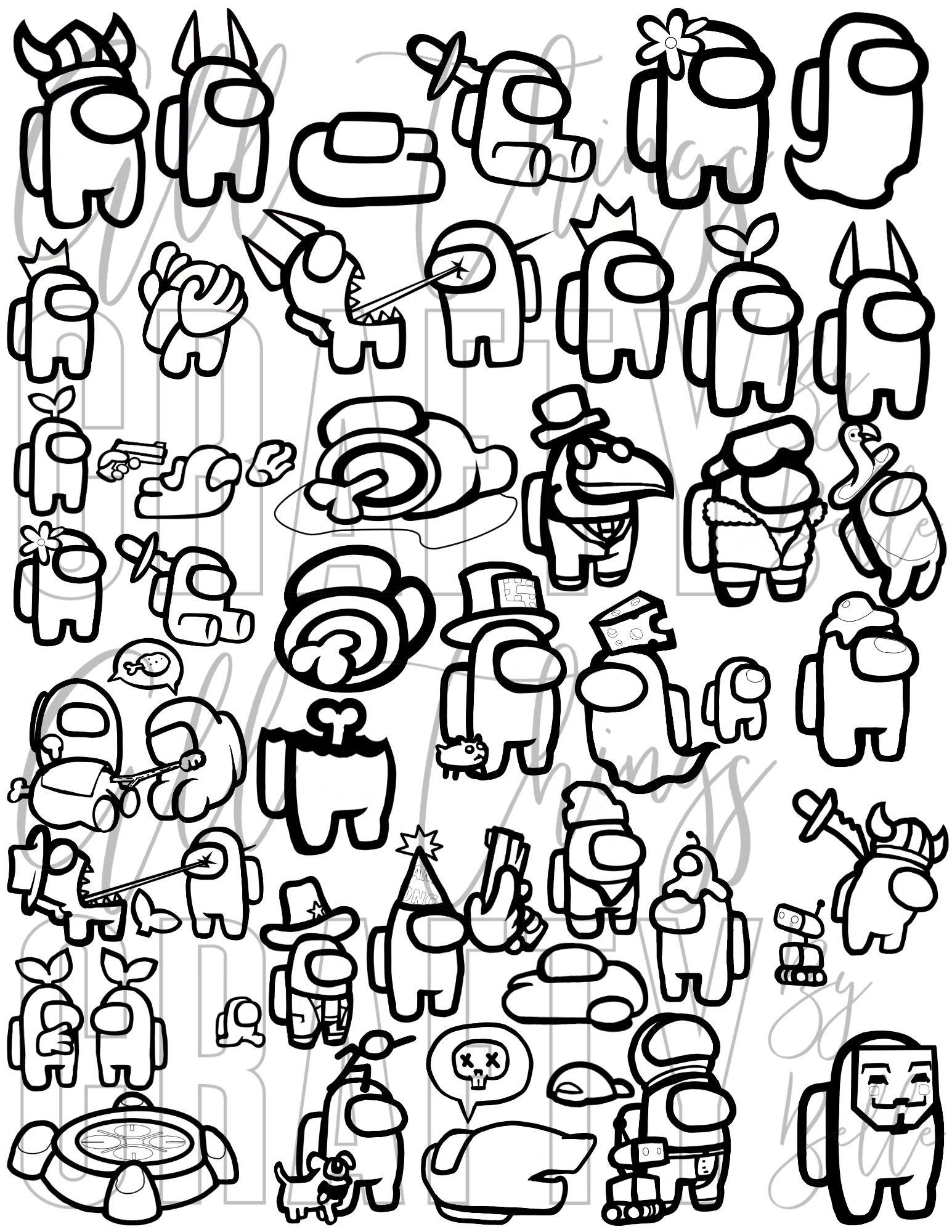 Among Us Coloring Sheets 36 Digital PDF Coloring Pages Etsy Denmark