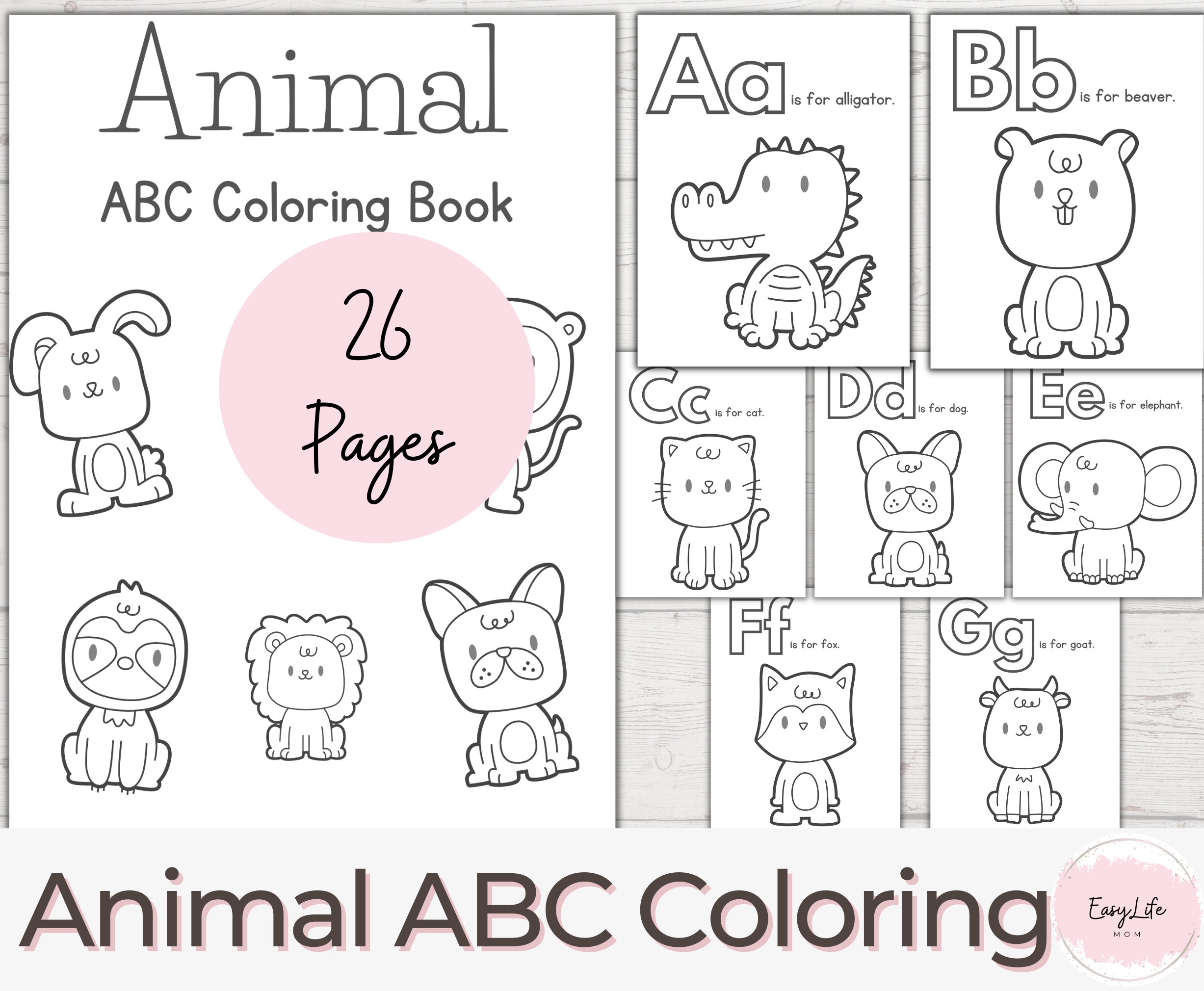 Animal ABC Coloring Pages Preschool Homeschool Printable PDF Etsy Australia