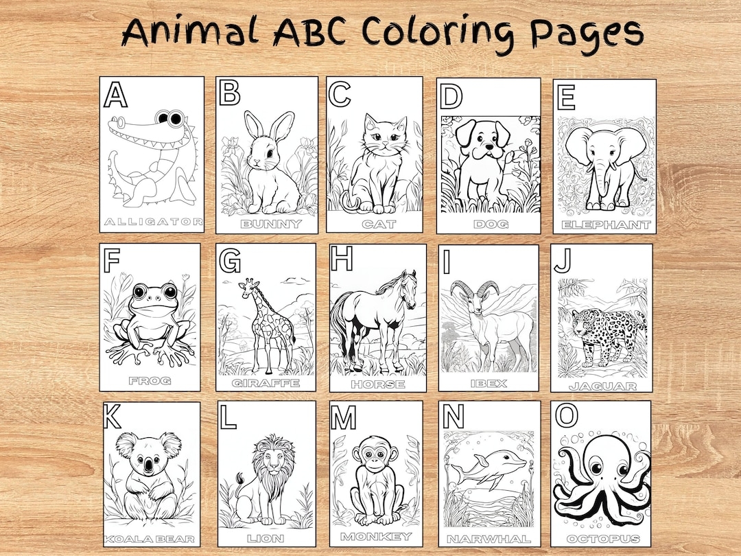Animal Coloring Pages Alphabet Educational Learning Fun ABC Letters Activity Book Inspire Learning Etsy