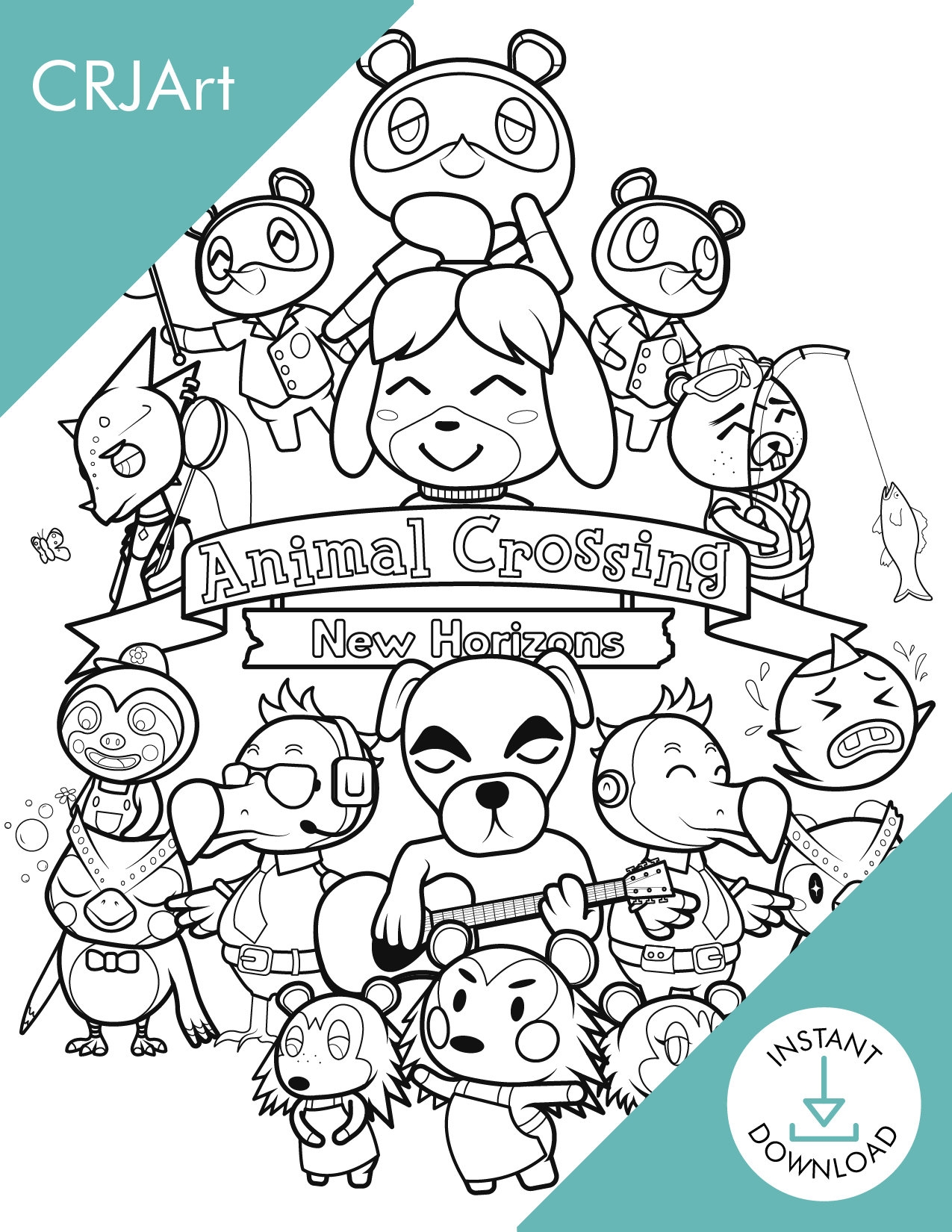 Animal Crossing Coloring Page Etsy