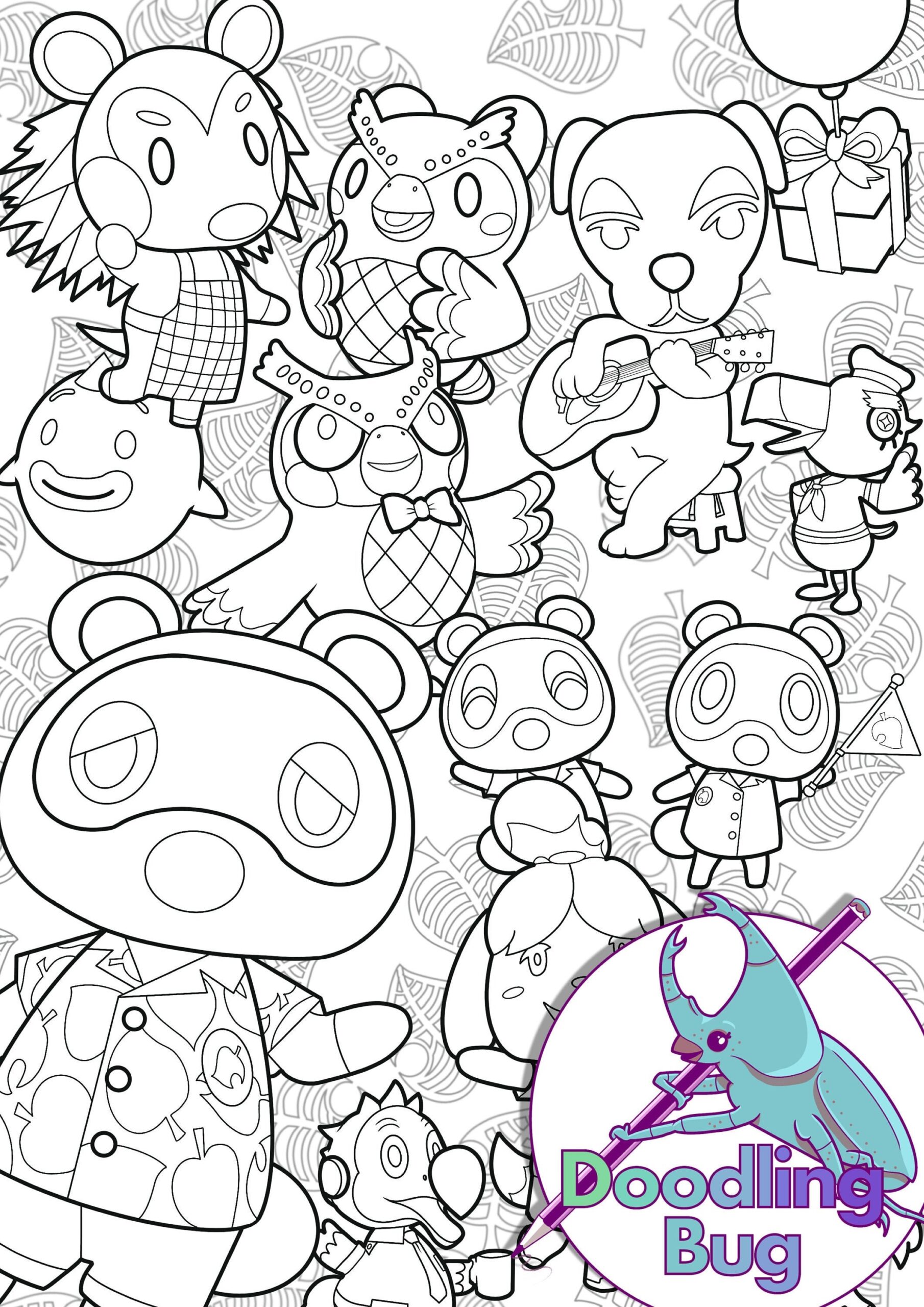 Animal Crossing Colouring Page Etsy