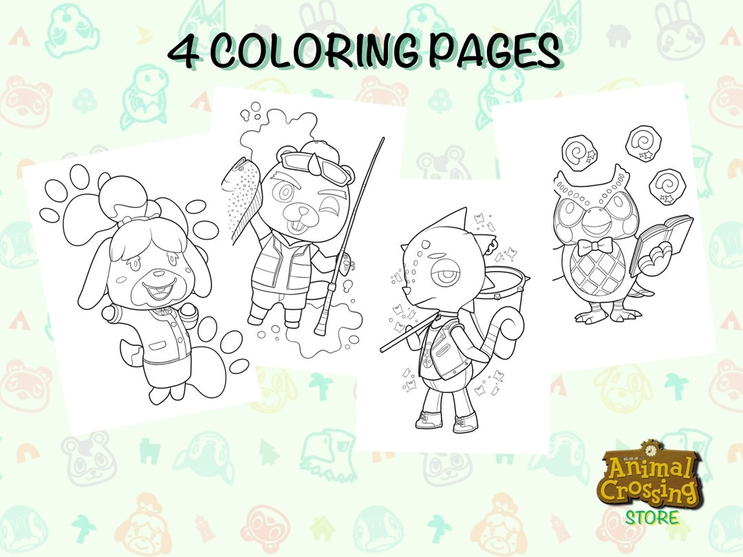 Animal Crossing New Horizons Coloring Book 4 Coloring Pages ACNH Game Activity Pages For Kids And Adults ACNH Digital Printable Download Etsy