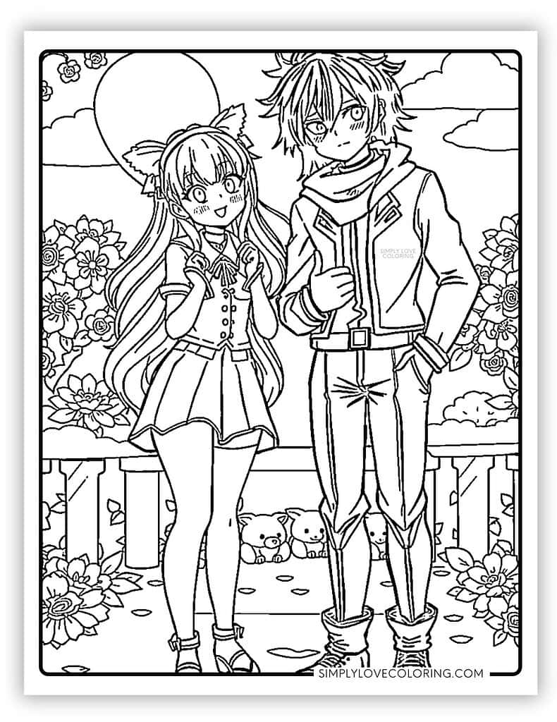 coloring pages of anime couples