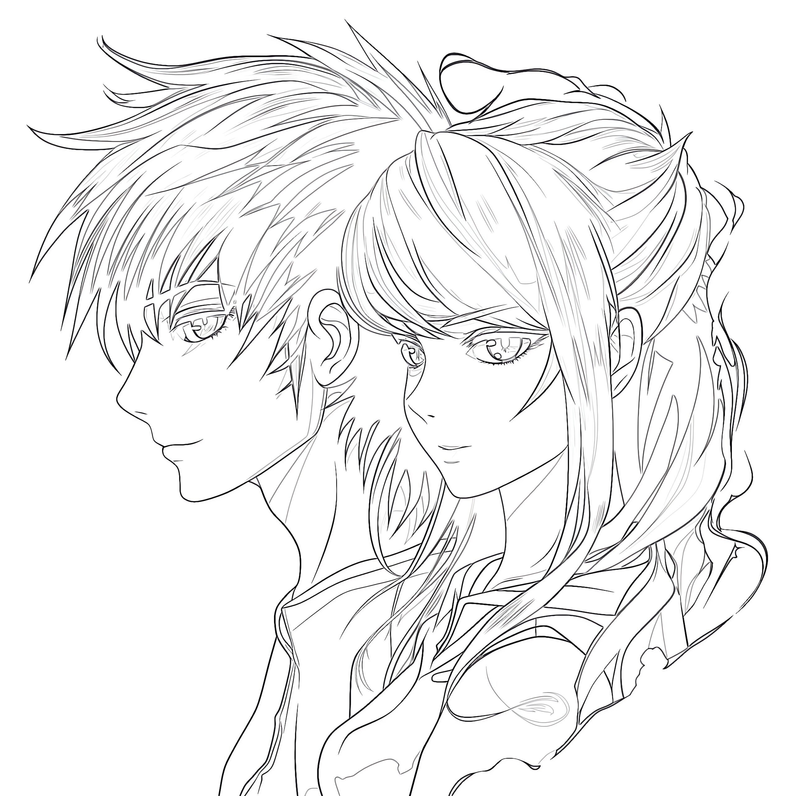 Anime Couple Coloring Page Coloring Pages Mimi Panda