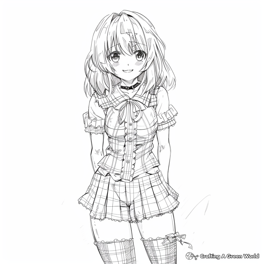 Anime Girl Full Body Coloring Pages Free Printable 