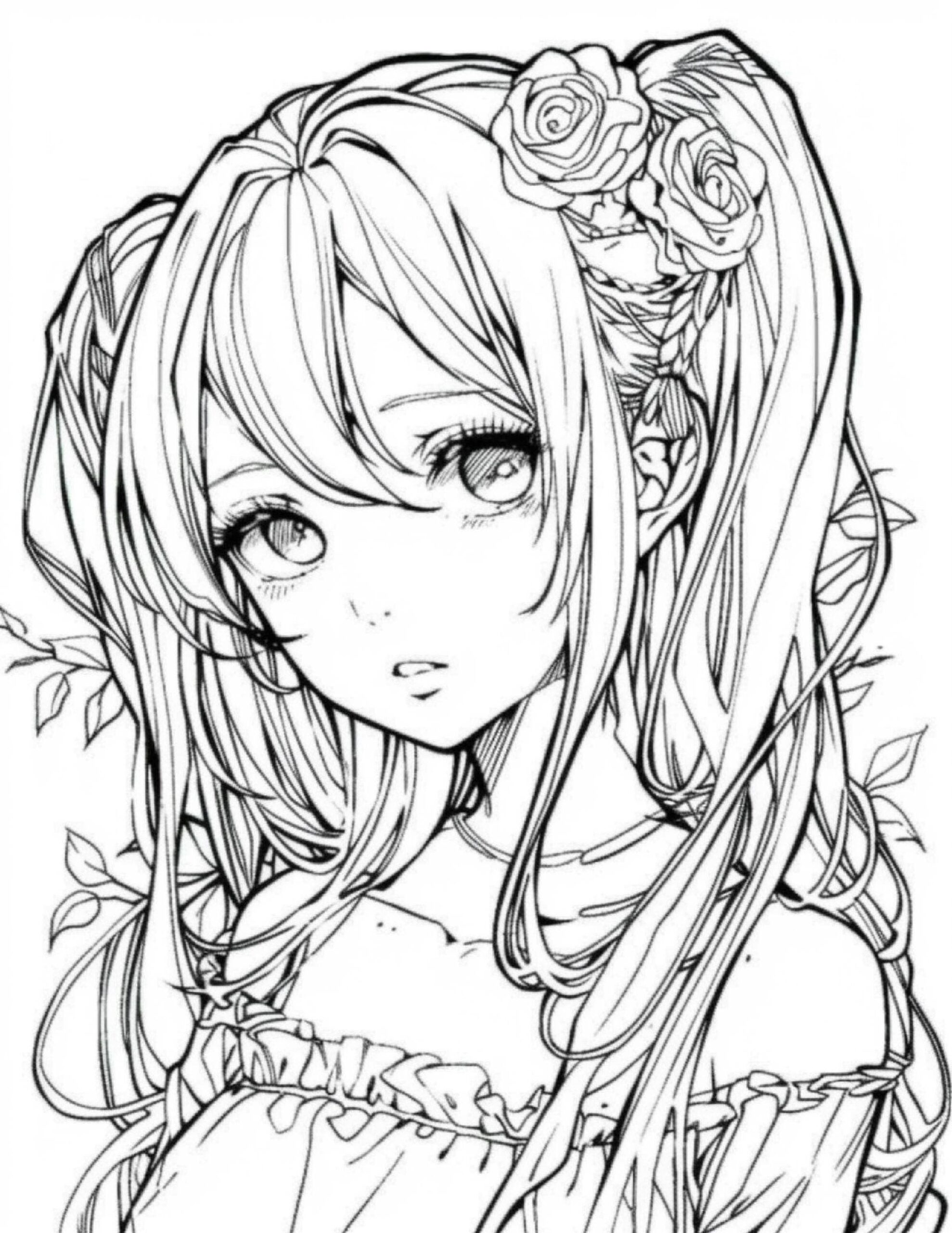 Anime Girls Coloring Pages 200 Designs Bundle PDF JPG PNG Etsy