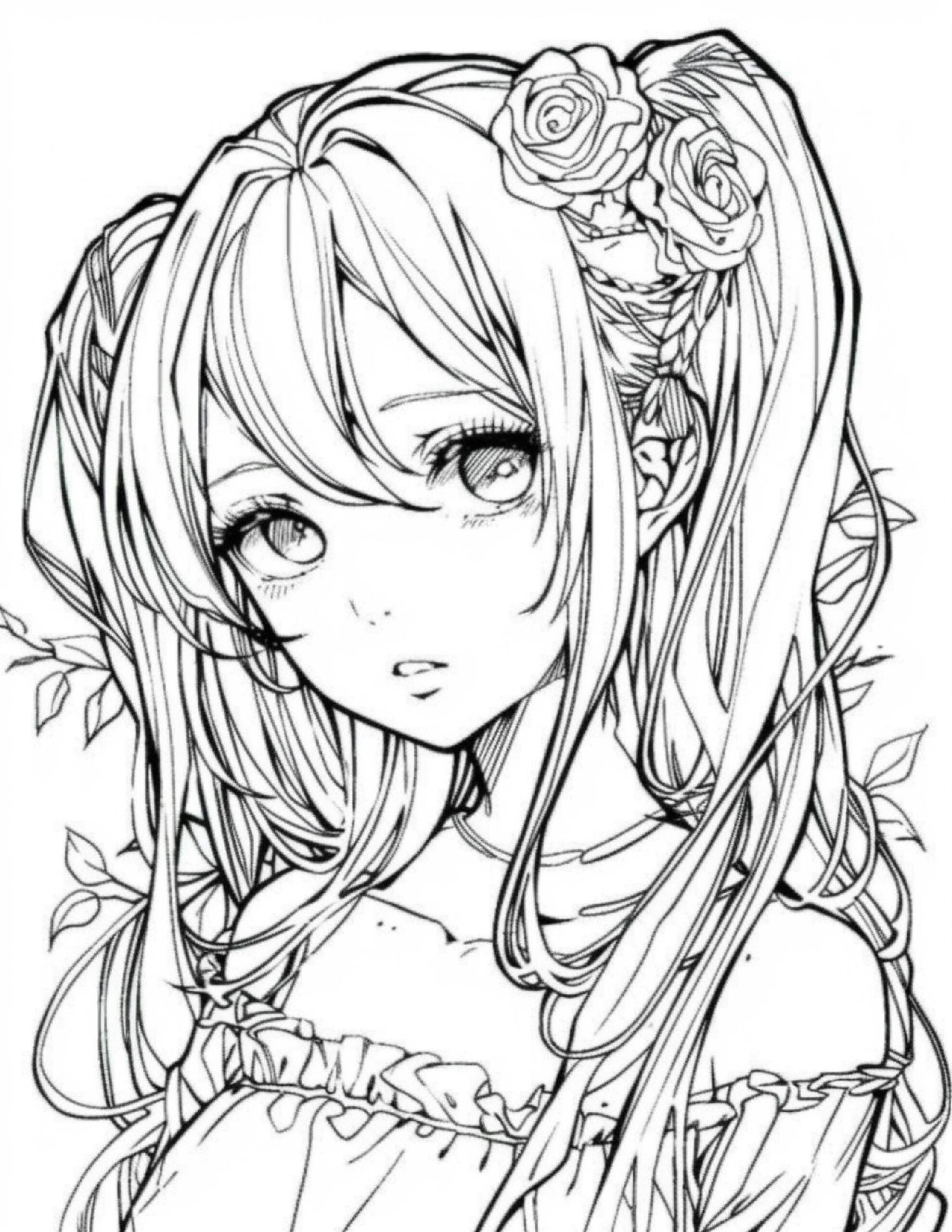 Anime Girls Coloring Pages 200 Designs Bundle PDF JPG PNG Etsy