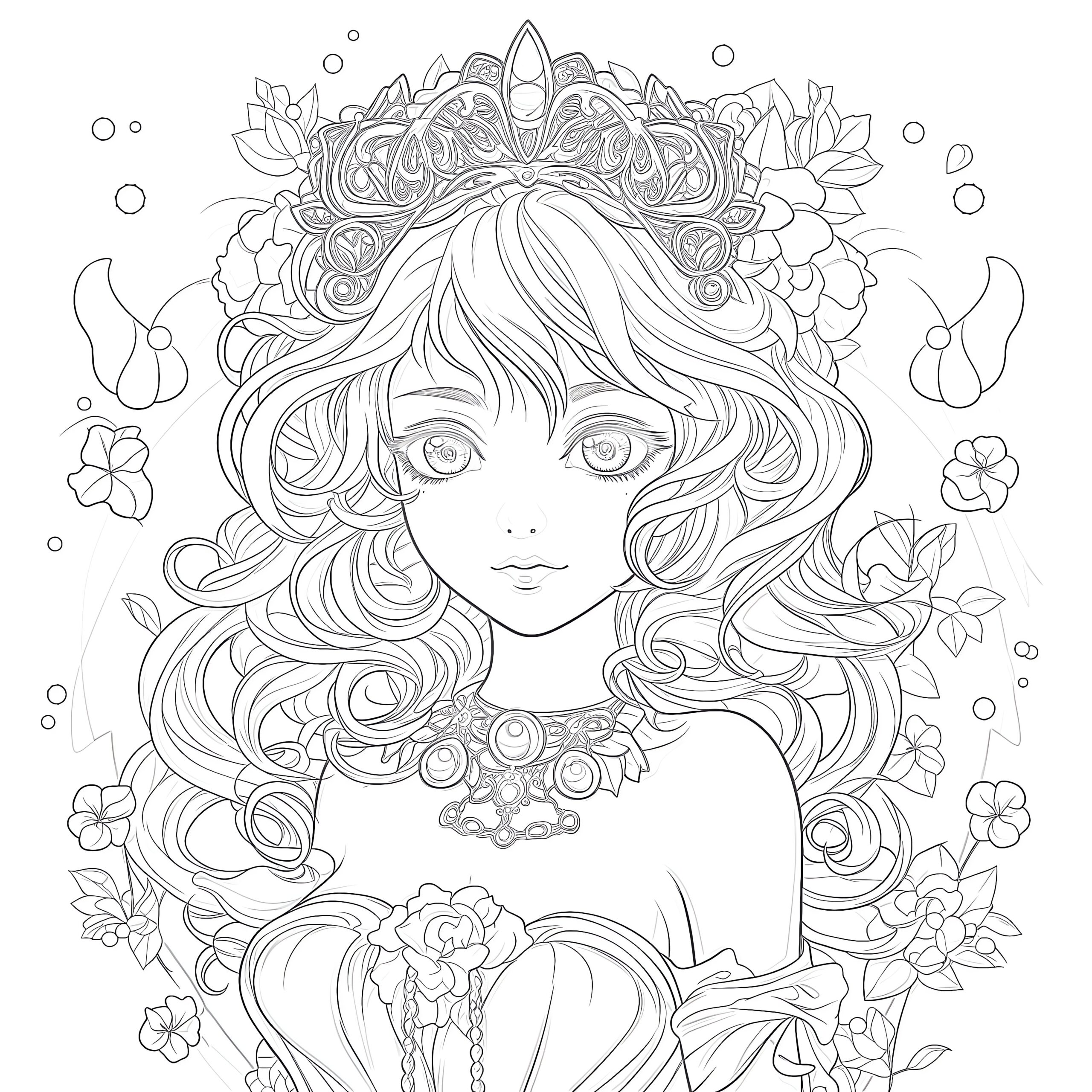 Anime Princess Coloring Page Coloring Pages Mimi Panda