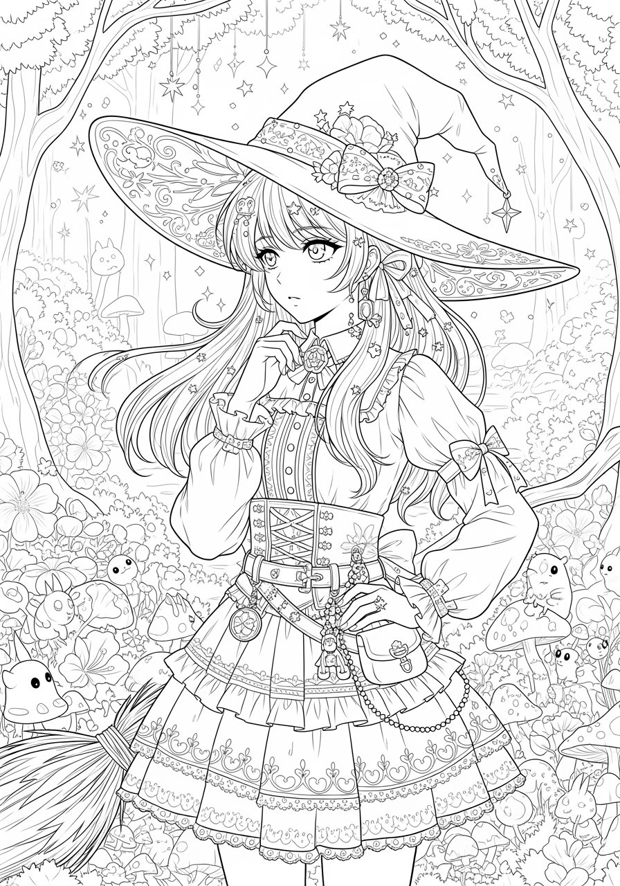 Anime Witch Coloring Pages Printable Magic For Kids