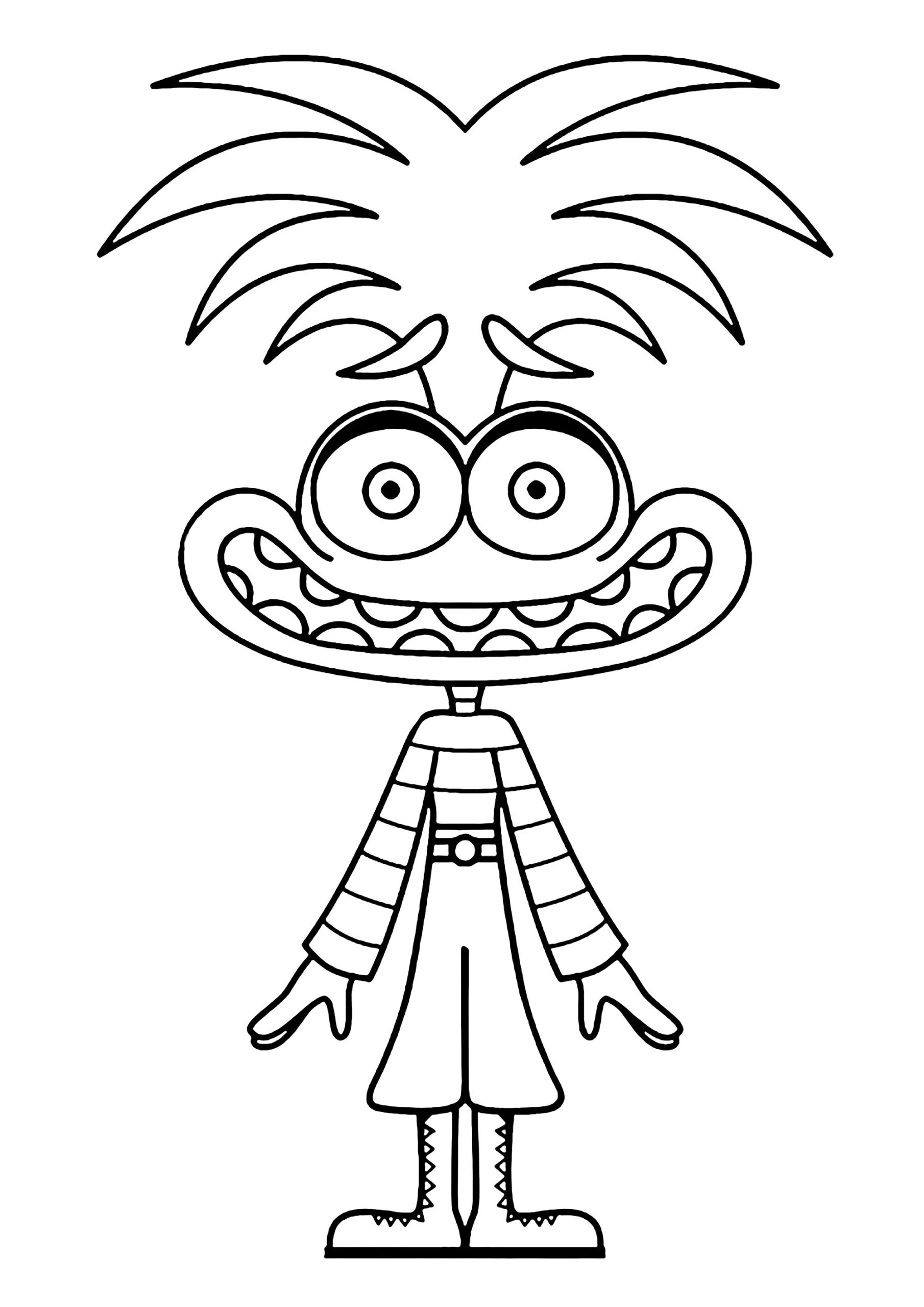 Anxiety And A Big Smile Inside Out 2 Coloring Pages