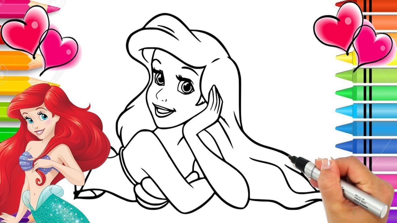 Ariel The Little Mermaid Coloring Page Disney s The Little Mermaid Coloring Book Glitter Art YouTube