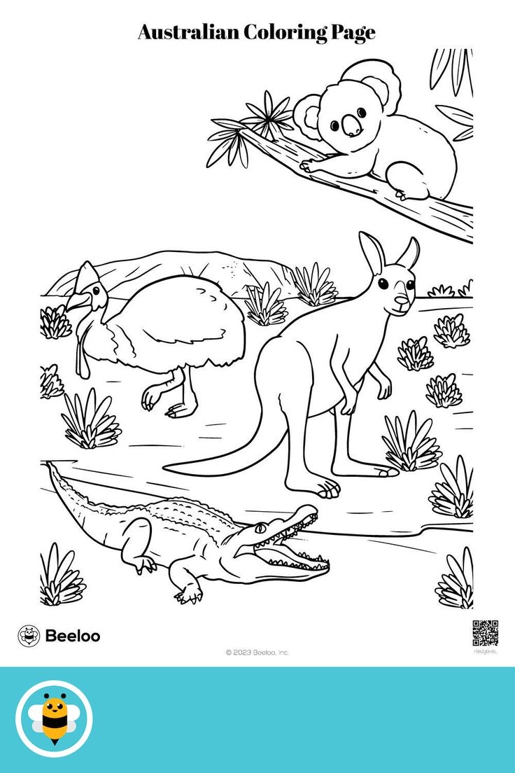 Australian Coloring Page Happy Australia Day Jungle Coloring Pages Animal Quilts