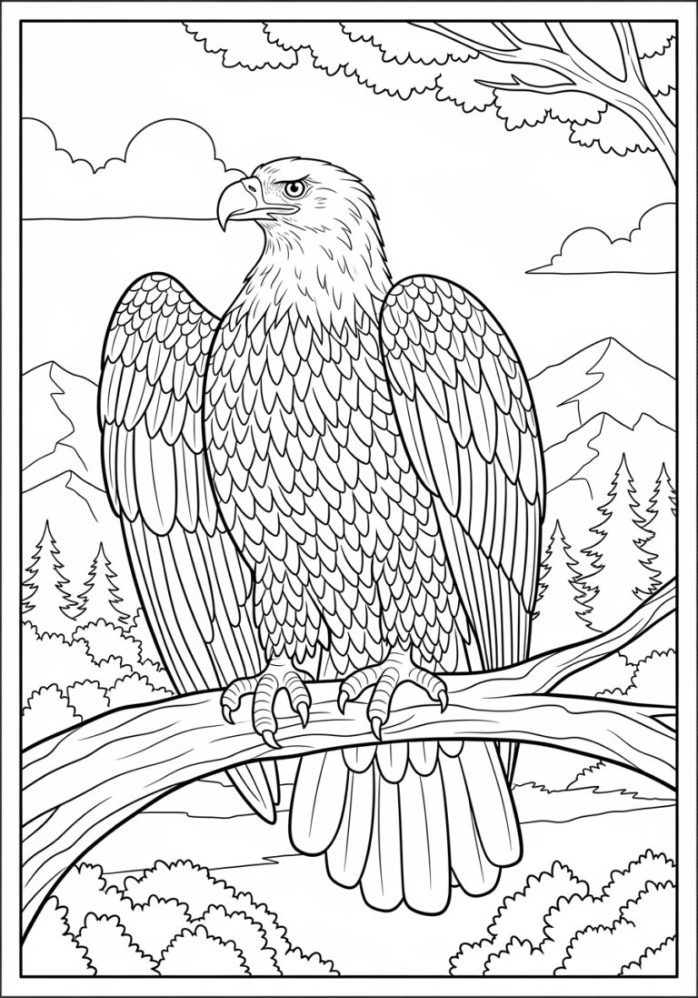 Bald Eagle Color Page Free Printable For Kids