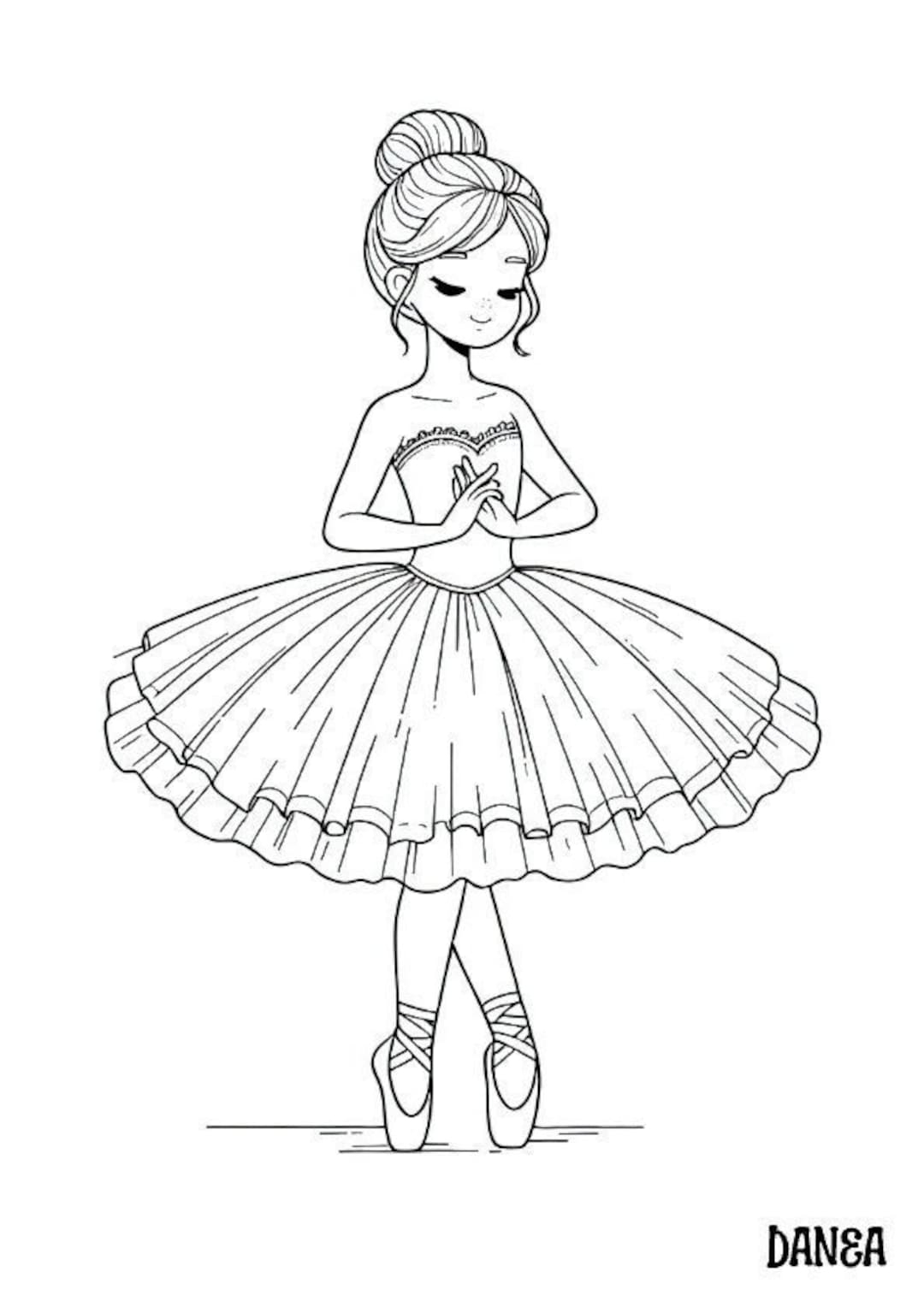 Ballerina Coloring Page Kids Printable Coloring Page Etsy Denmark