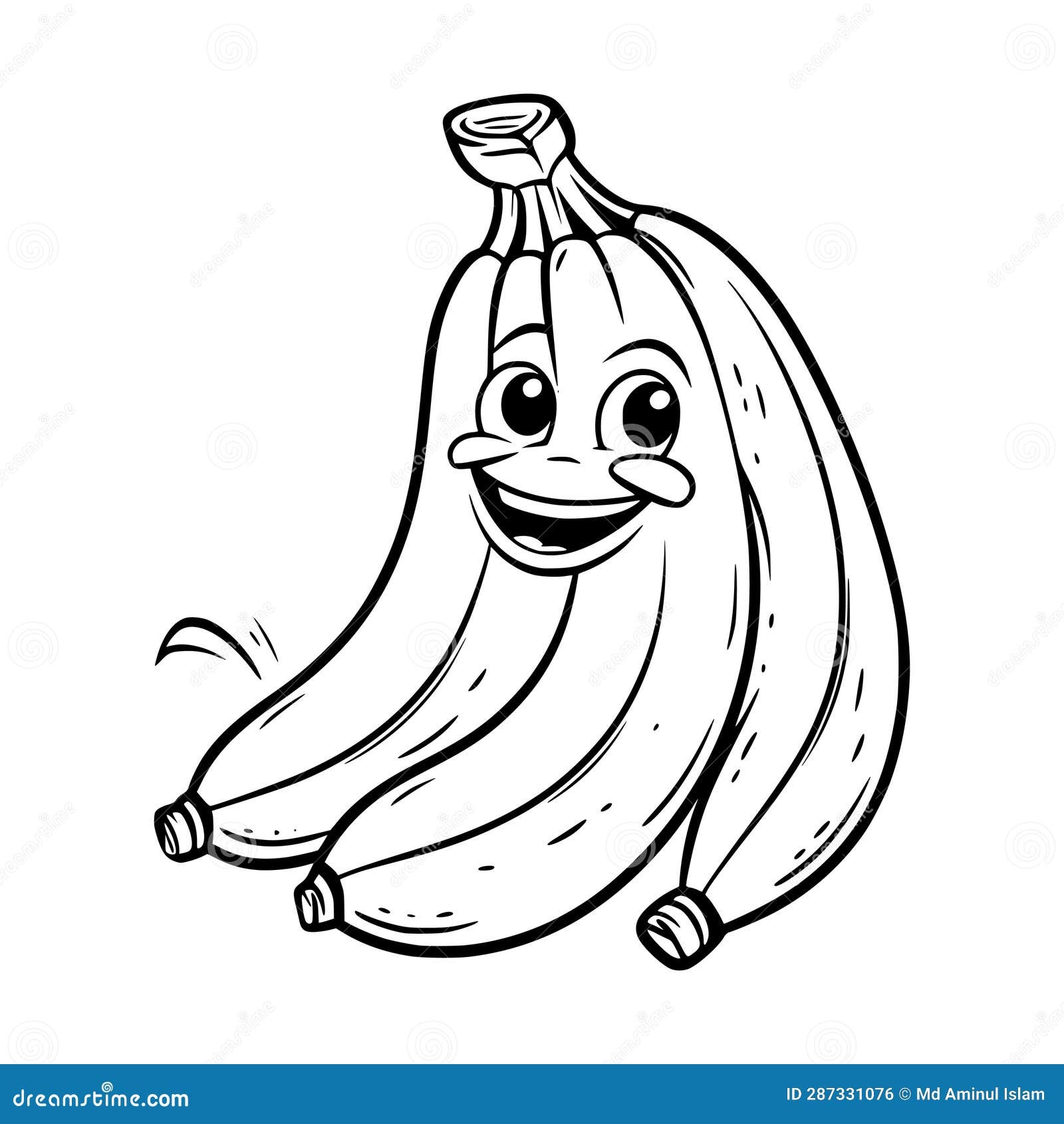 Banana Coloring Page For Kids Stock Vector Illustration Of Toddlers Kids 287331076