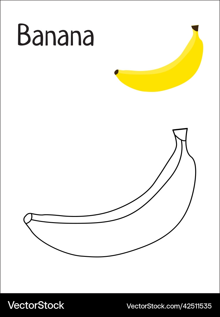 Banana Coloring Page Royalty Free Vector VectorStock