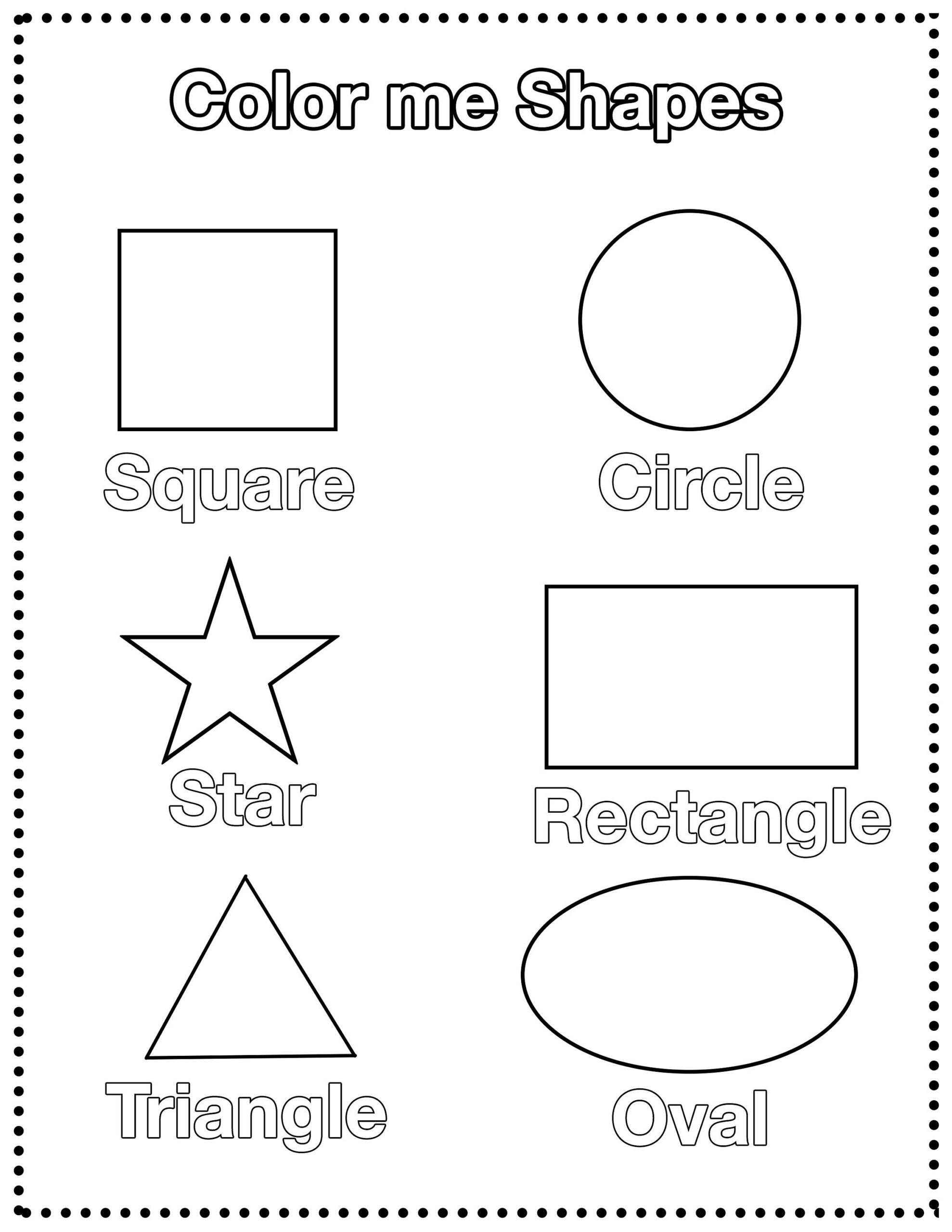 Basic Shape Kids Coloring Page Etsy