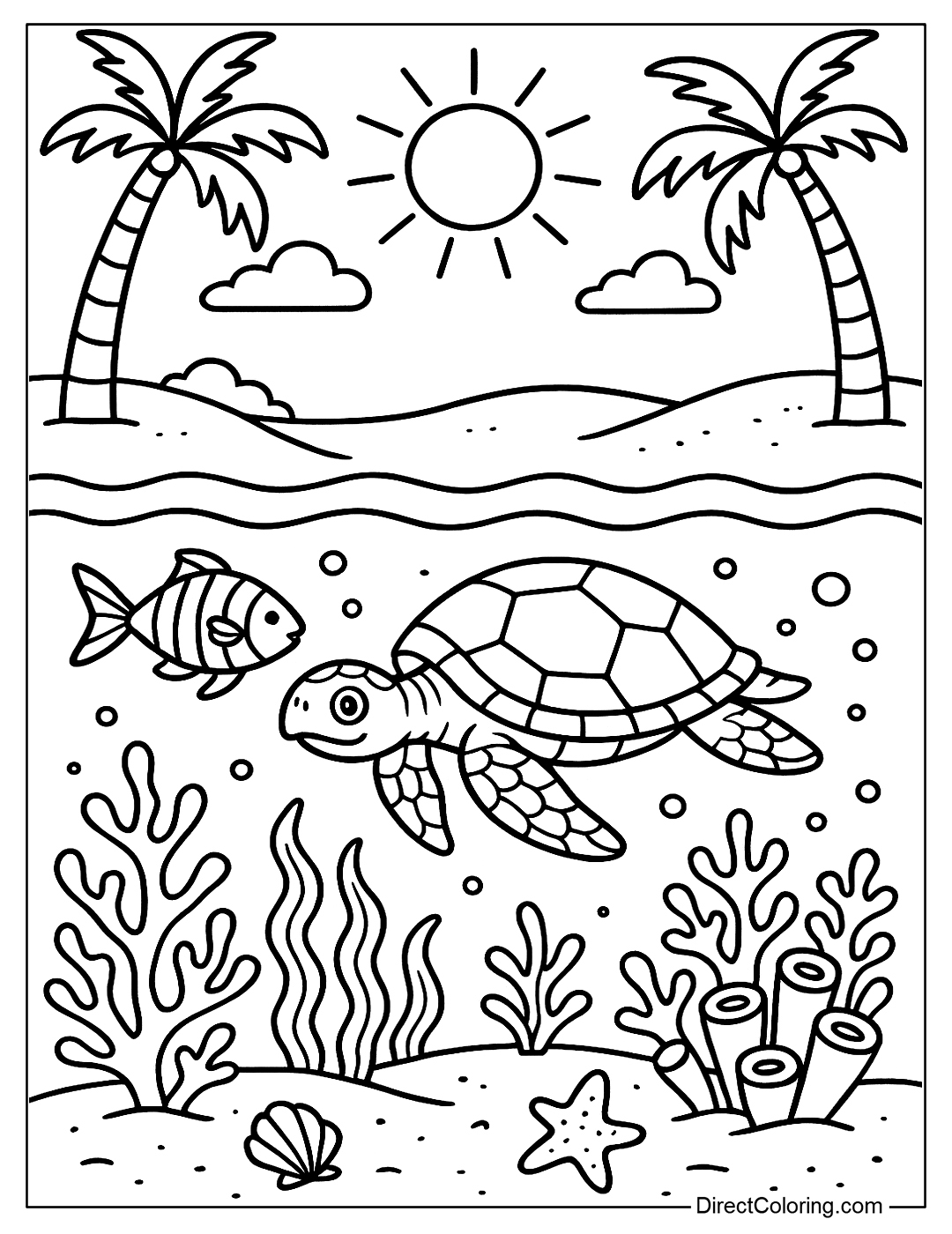 Beach Coloring Pages Free PDF To Download And Print