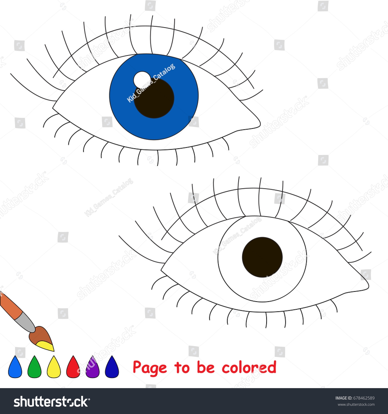 Beautiful Blue Eye Be Colored Coloring Stock Vector Royalty Free 678462589 Shutterstock