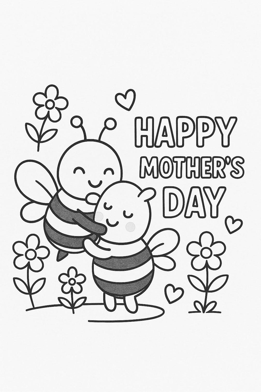 Bee Happy Mother s Day Colouring In Page Etsy