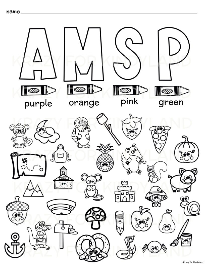 name coloring pages preschool