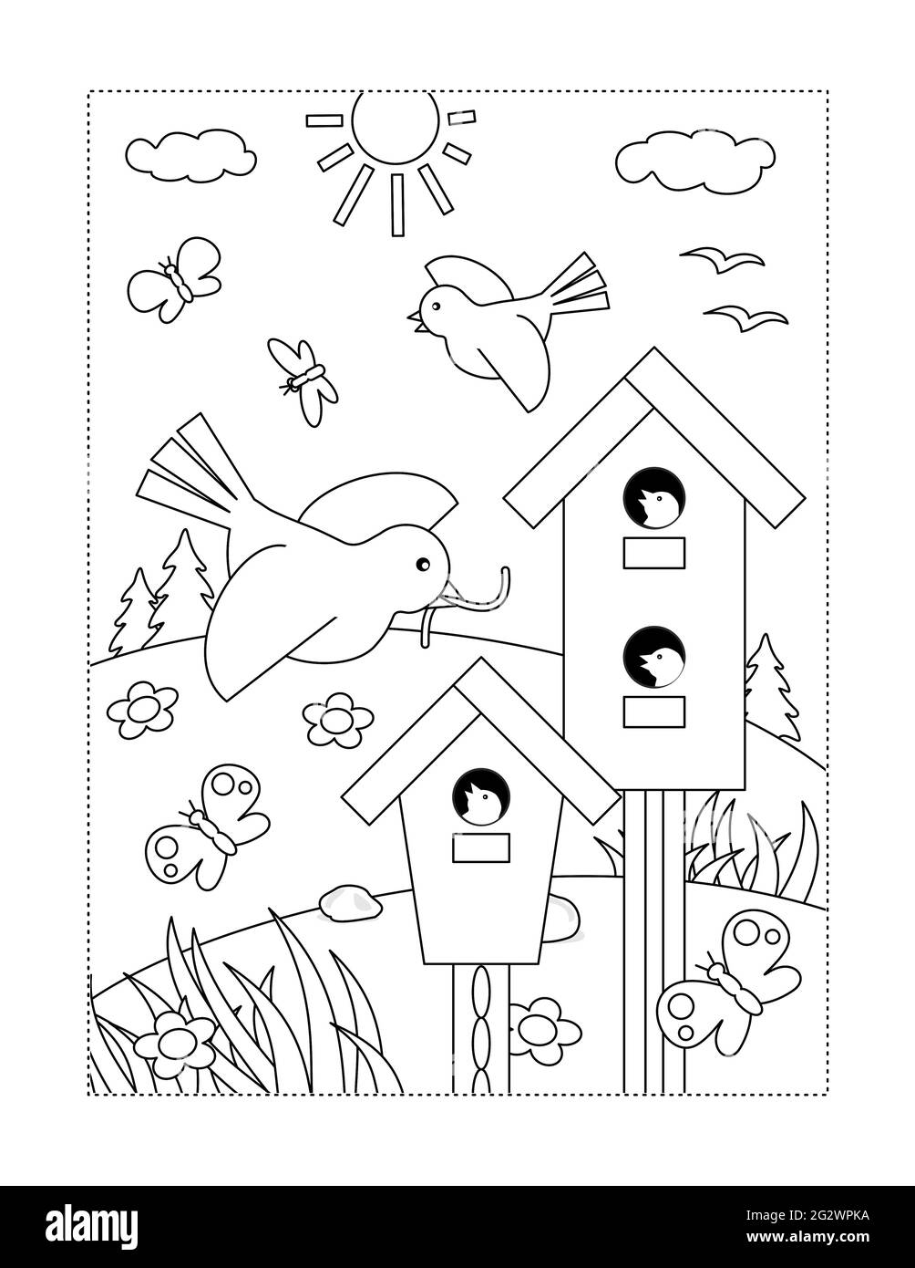 Bird Coloring Pages Printable Preschool Cut Out Stock Images Pictures Alamy