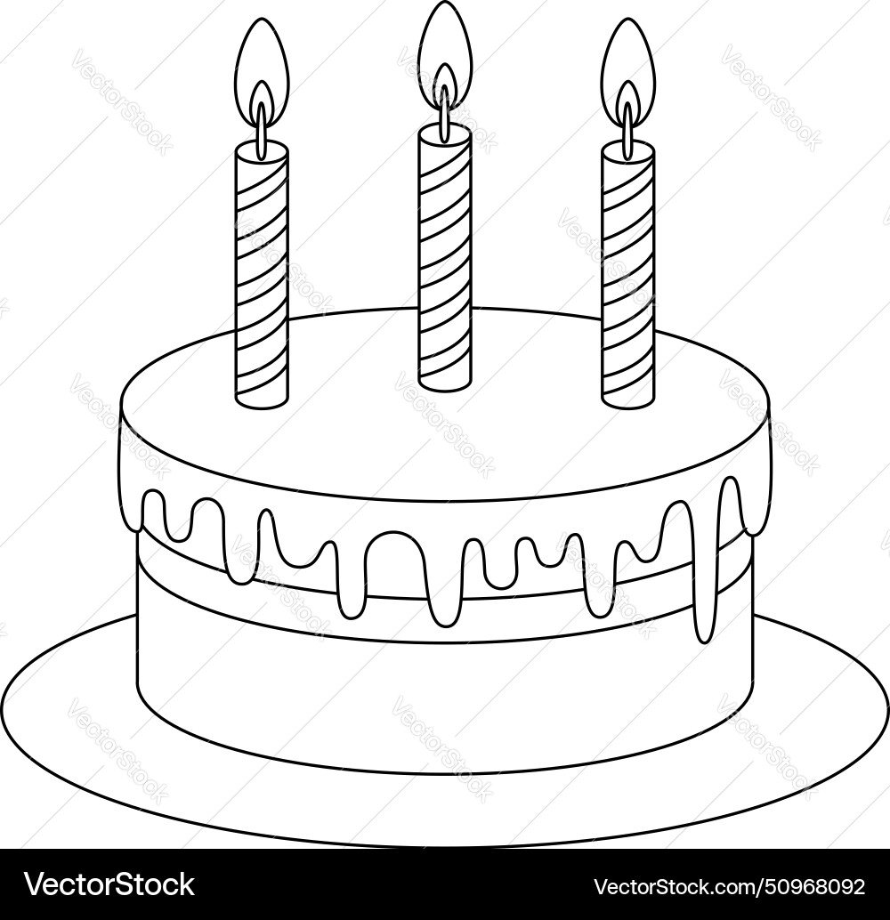 Birthday Cake Coloring Page For Kids Royalty Free Vector VectorStock