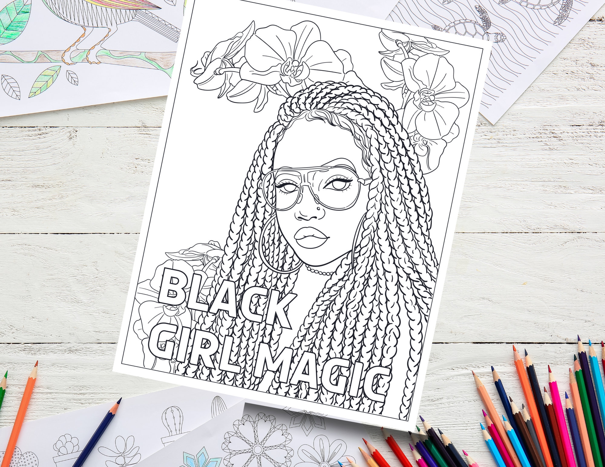 Black Girl Magic Black Girl Coloring Pages Natural Hair Printable Coloring Page Etsy