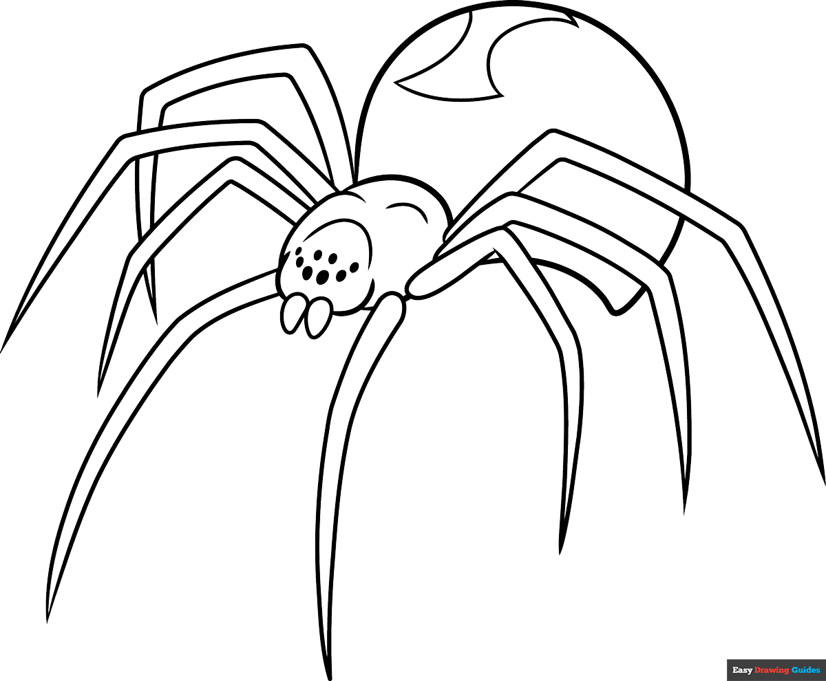 Black Widow Spider Coloring Page Easy Drawing Guides