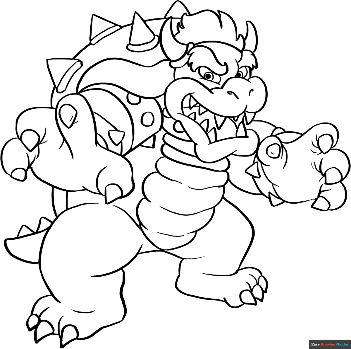 Bowser From Super Mario Bros Coloring Page Easy Drawing Guides