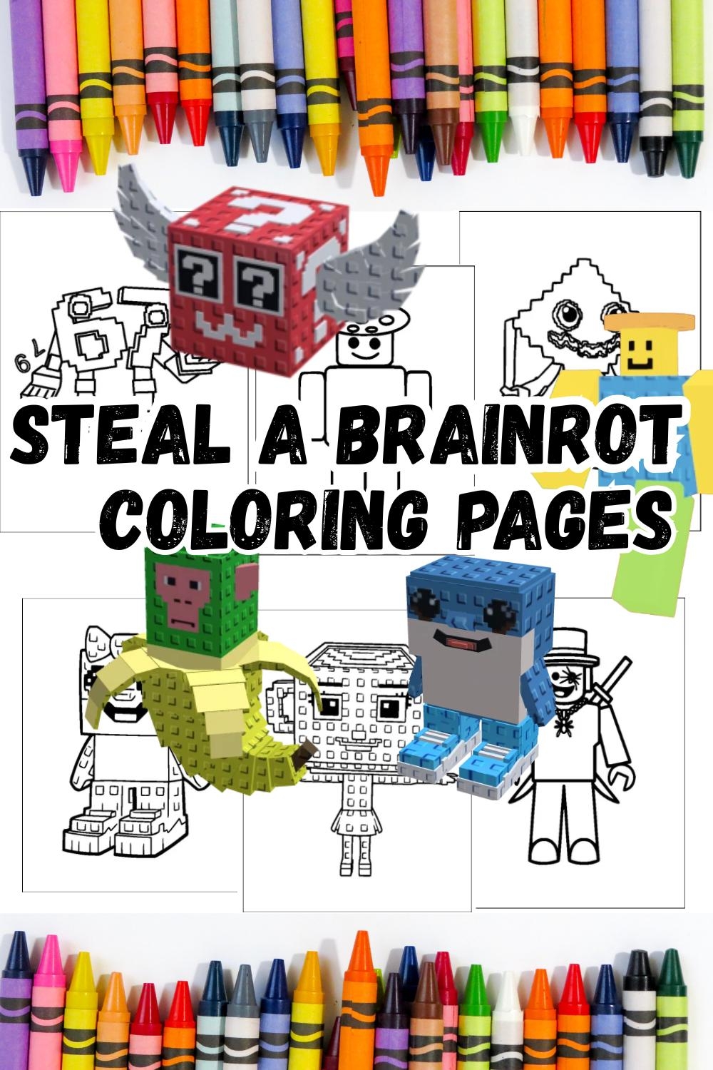 Brainrot Coloring Pages Steal A Brainrot Printable Coloring Pages Italian Brainrot Coloring Pages Party Etsy