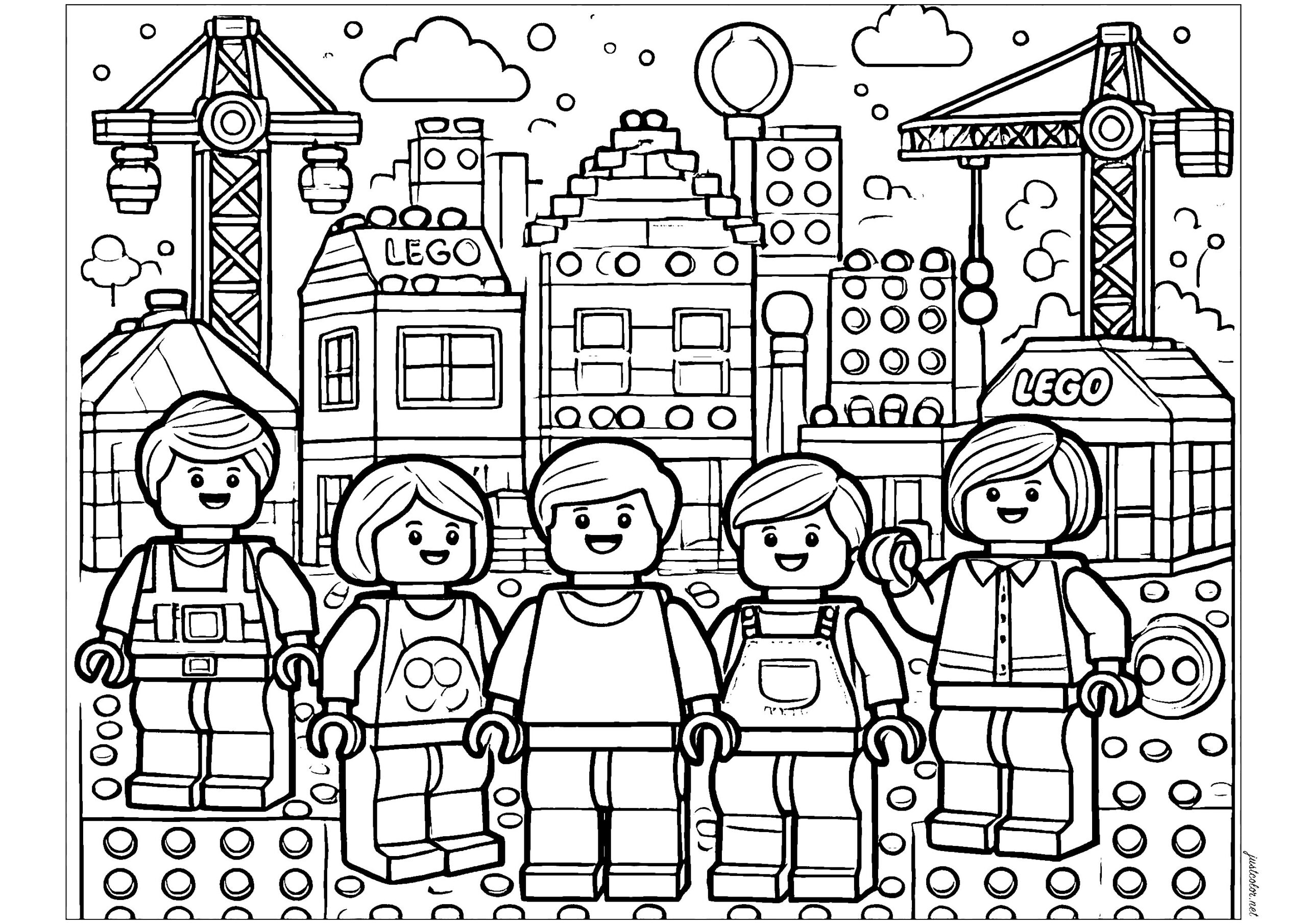 Building A Lego Village Lego Coloring Pages
