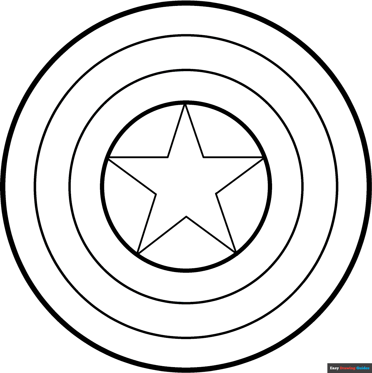 Captain America s Shield Coloring Page Easy Drawing Guides