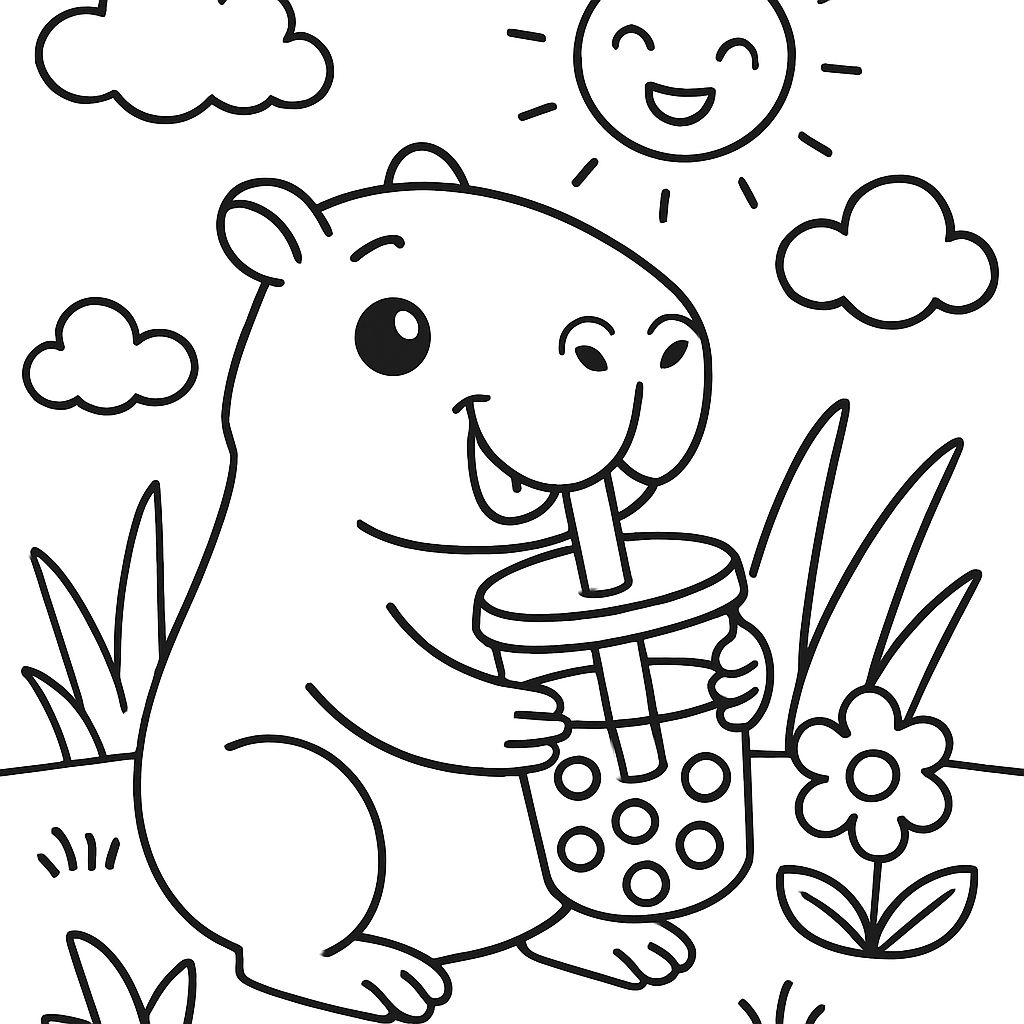 Capybara Coloring Pages Bubbely