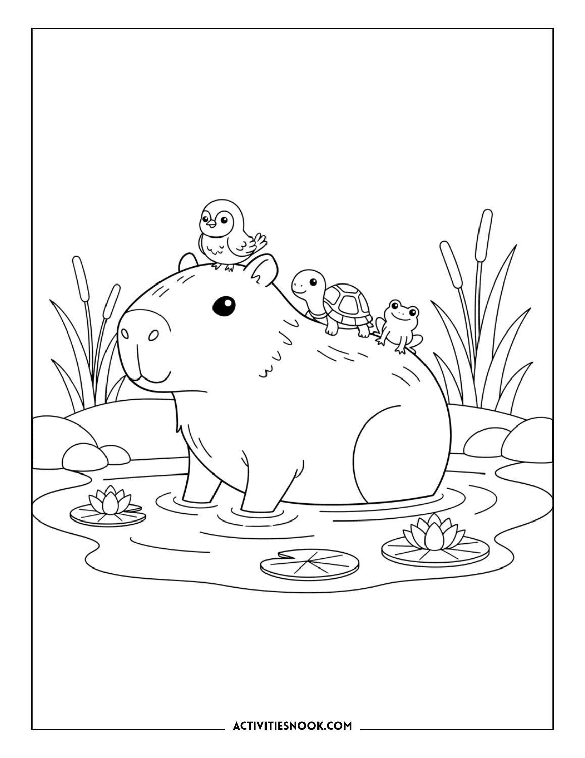 Capybara Coloring Pages Free Printables For Kids Activities Nook