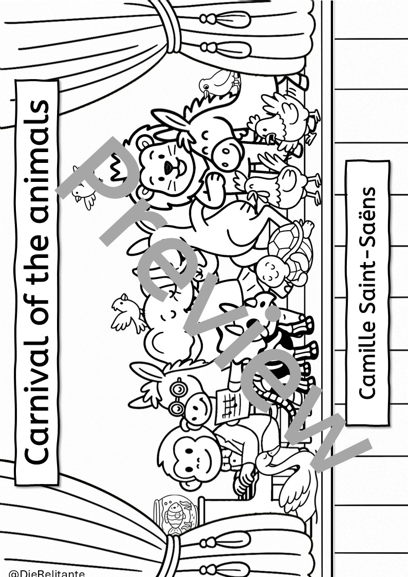 Carnival Of The Animals Coloring Pages With QR Codes Listening Art Activity Made By Teachers