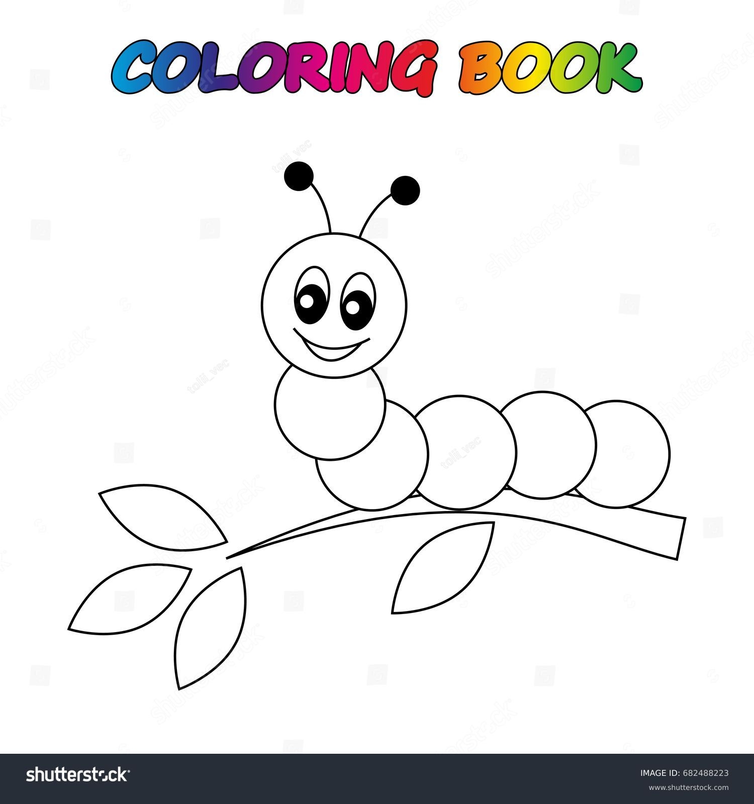 Caterpillar Coloring Book Coloring Page Educate Stock Vector Royalty Free 682488223 Shutterstock