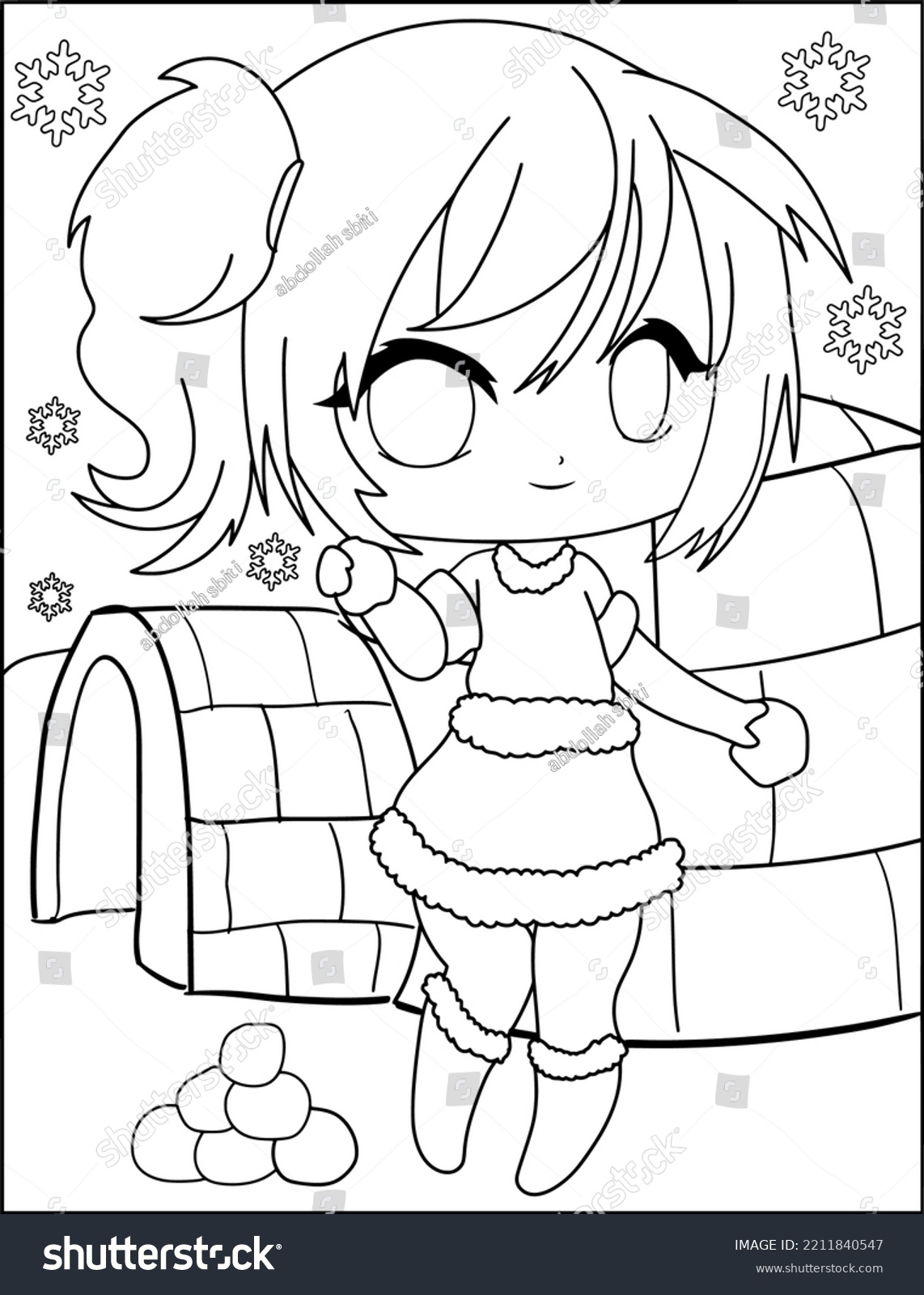 christmas anime coloring pages