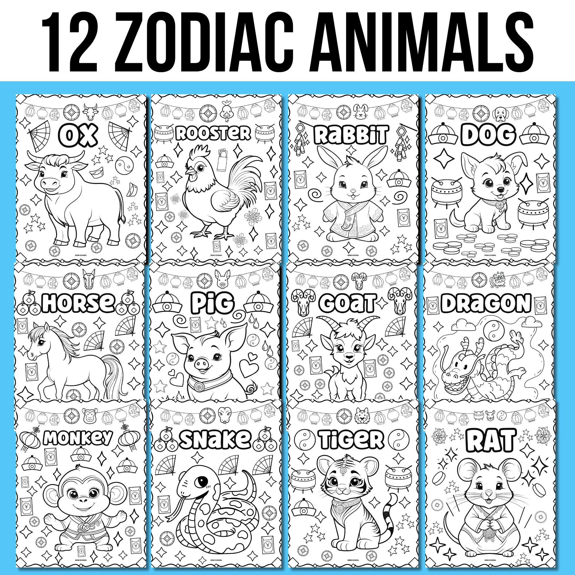 Chinese New Year Zodiac Animals Coloring Pages Chinese New Year Coloring Pages Made By Teachers