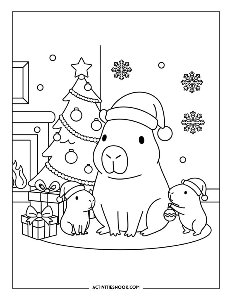 cute christmas animal coloring pages