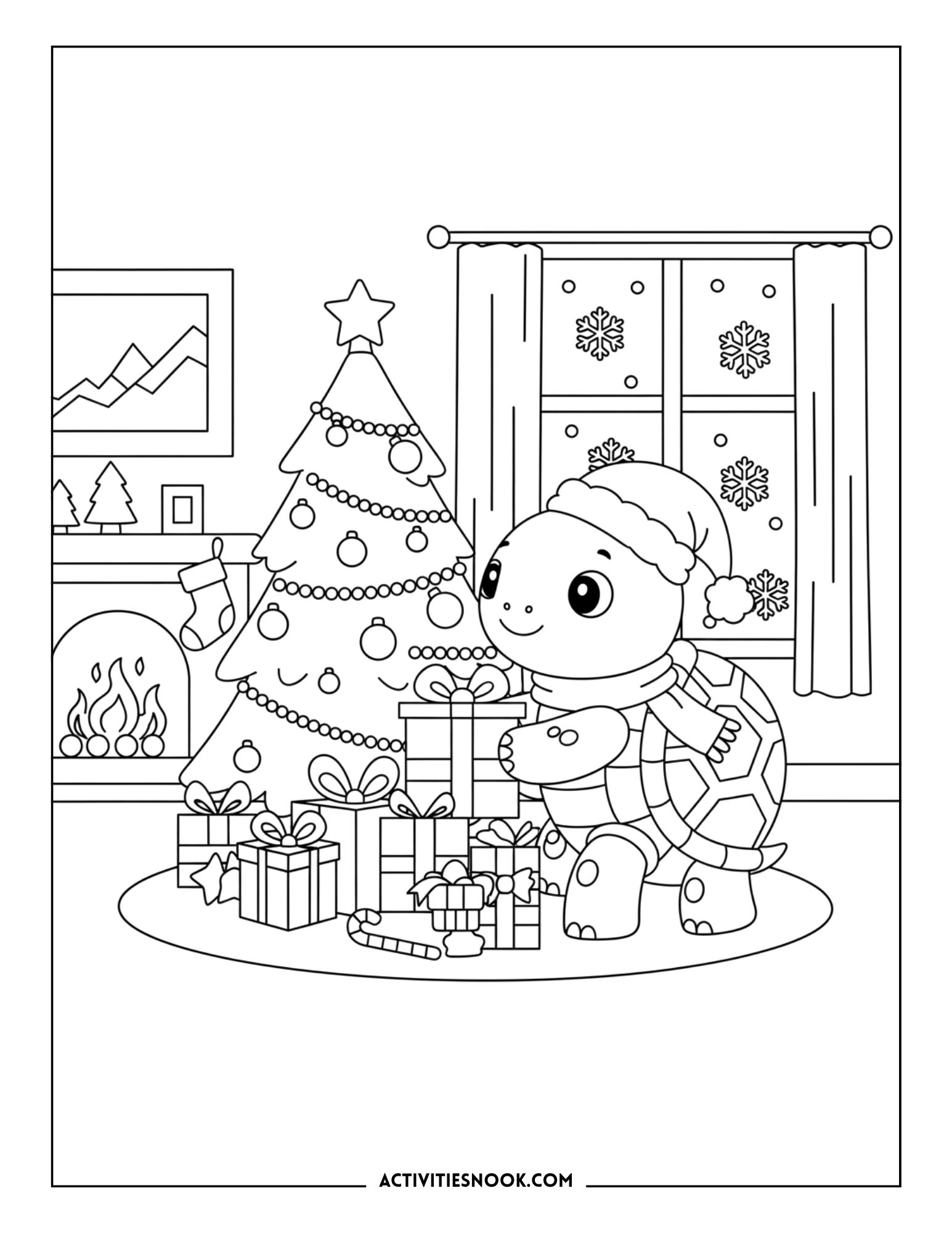 animal christmas coloring pages