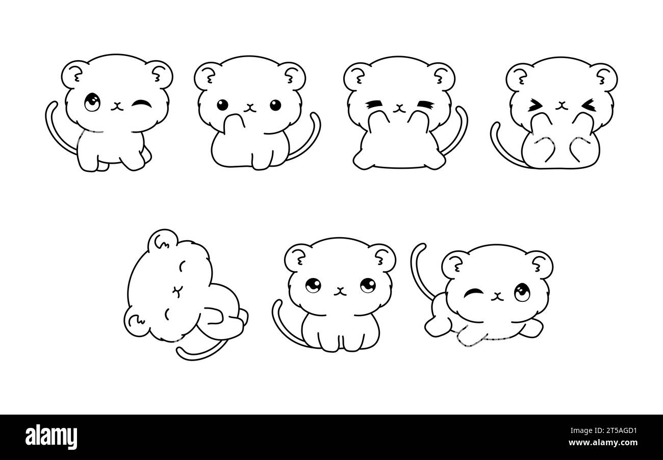 Collection Of Vector Cartoon Gerbil Coloring Page Set Of Kawaii Isolated Baby Animal Outline For Stickers Baby Shower Coloring Book Prints For Stock Vector Image Art Alamy
