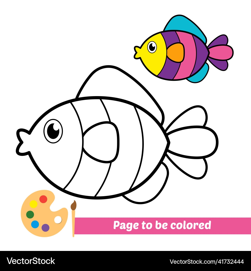Coloring Book For Kids Fish Royalty Free Vector VectorStock