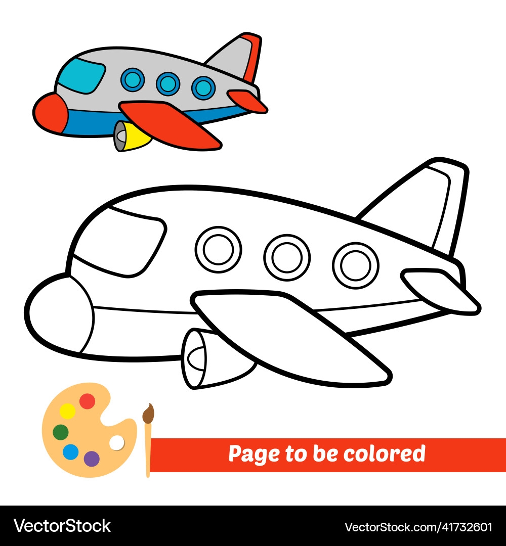 Coloring Book For Kids Plane Royalty Free Vector VectorStock