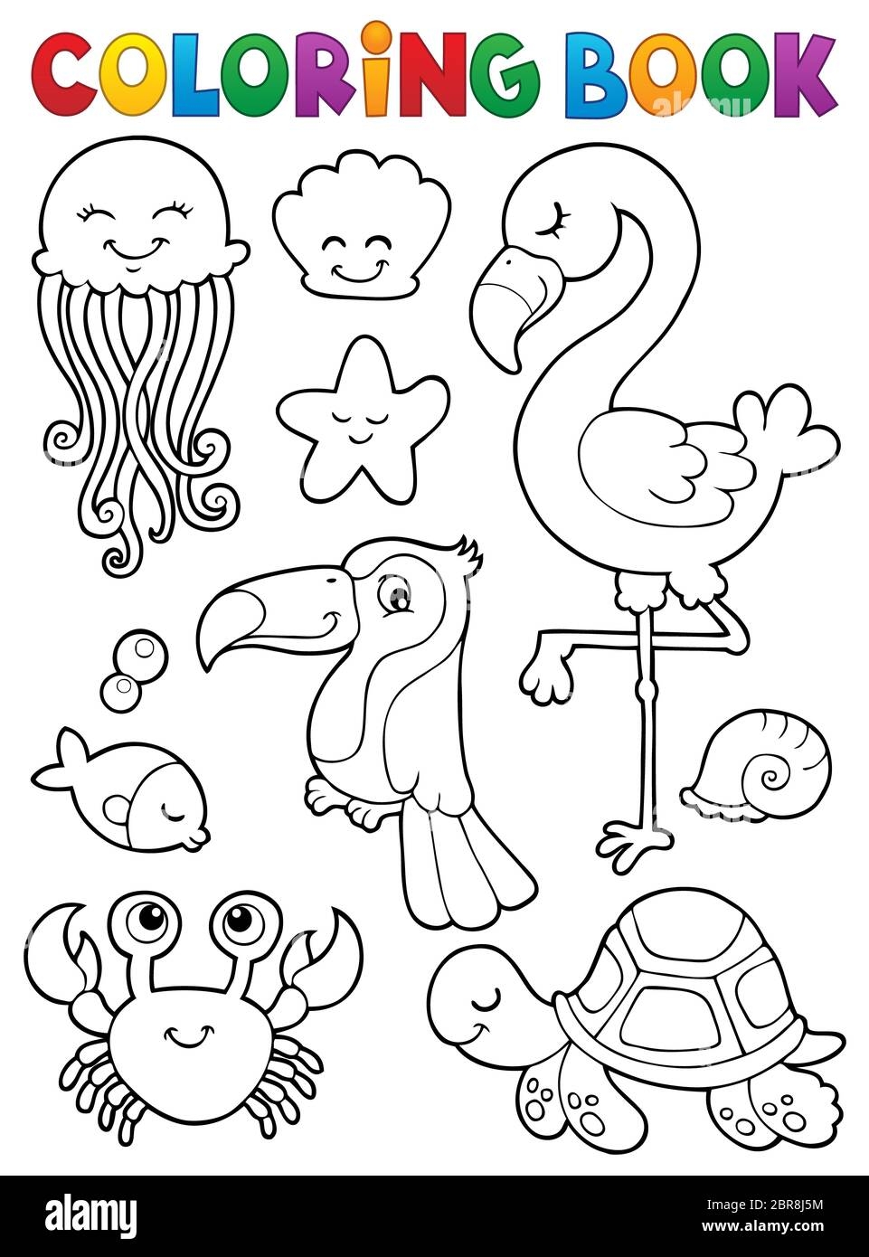 Coloring Book Summer Animals Theme Set 1 Picture Illustration Stock Photo Alamy