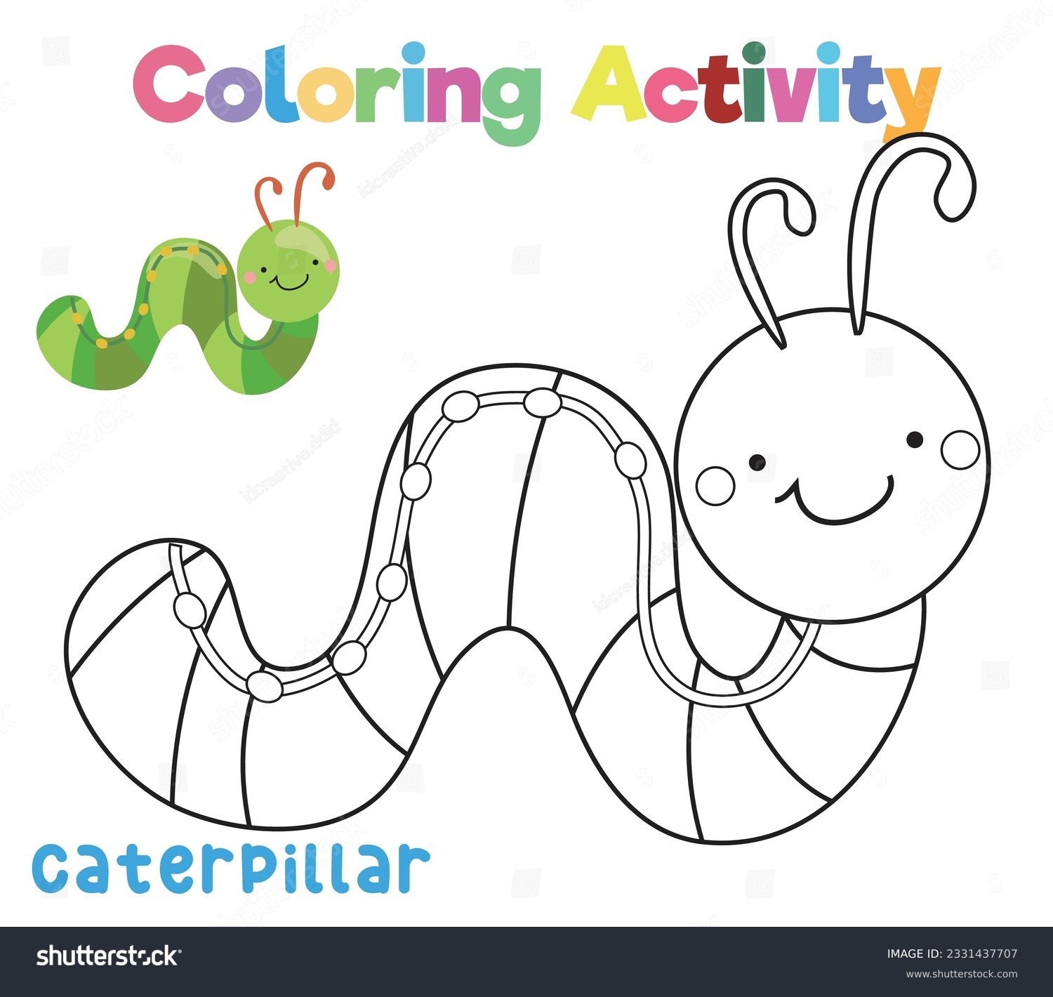 Coloring Cute Caterpillar Colouring Page Insect Stock Vector Royalty Free 2331437707 Shutterstock