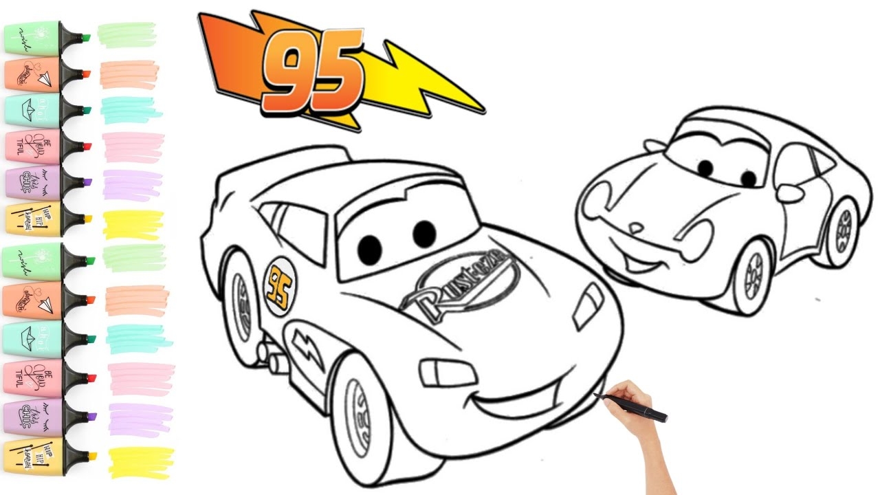 Coloring Disney Pixar Cars Lightning Mcqueen And Sally Coloring Page Coloring Video coloringpages YouTube