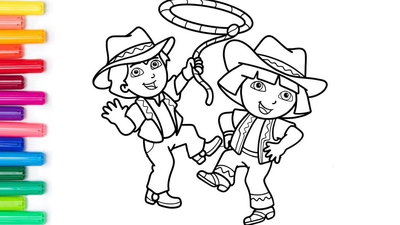 Coloring Dora The Explorer Movie Coloring Pages Colored Markers YouTube