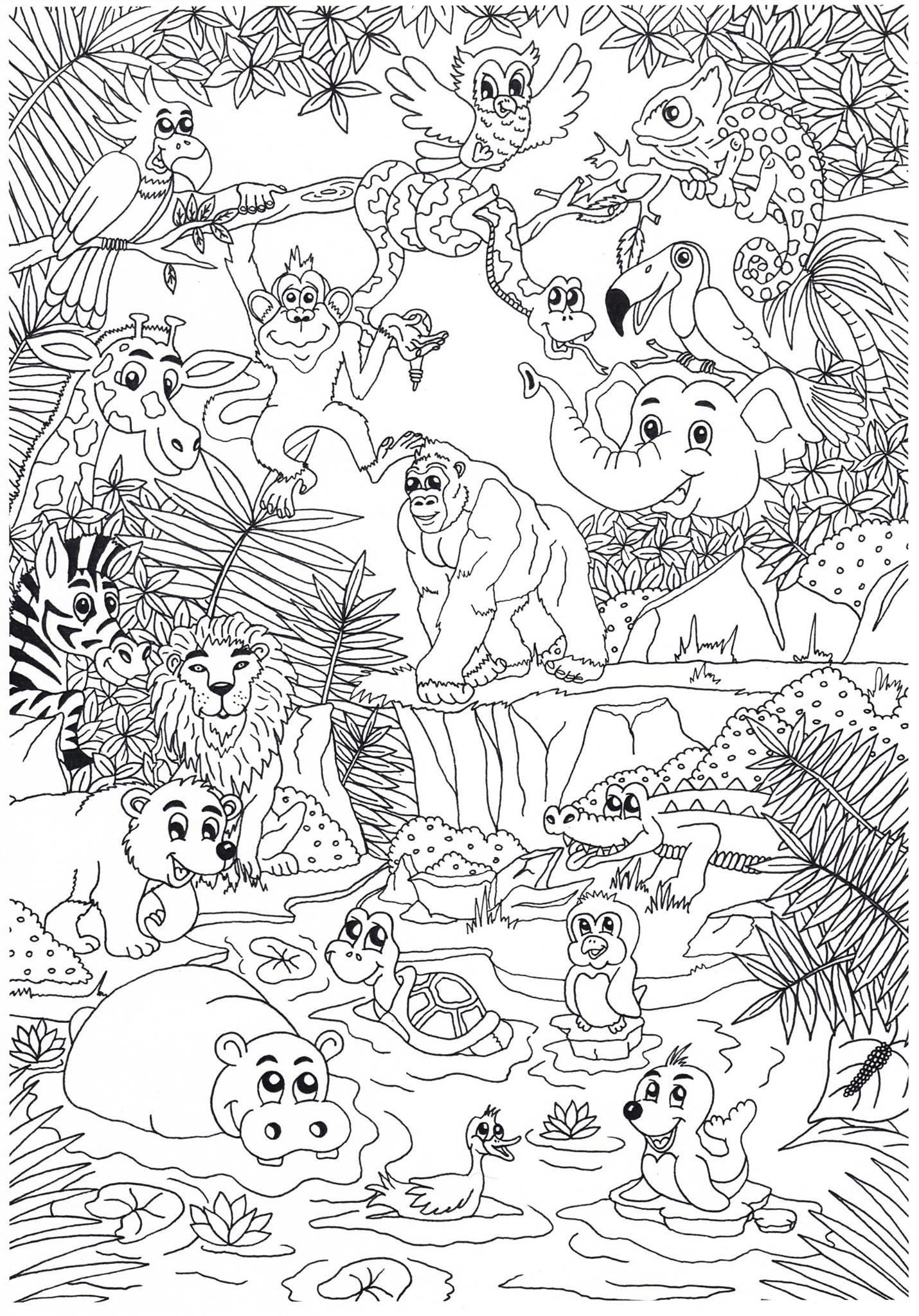 Coloring Page Animals In The Jungle Free Printables Img 31381